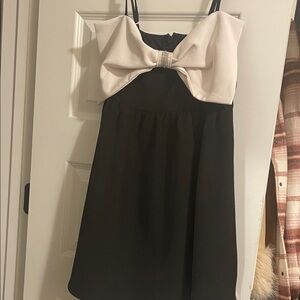 Black and White Dress with Bow